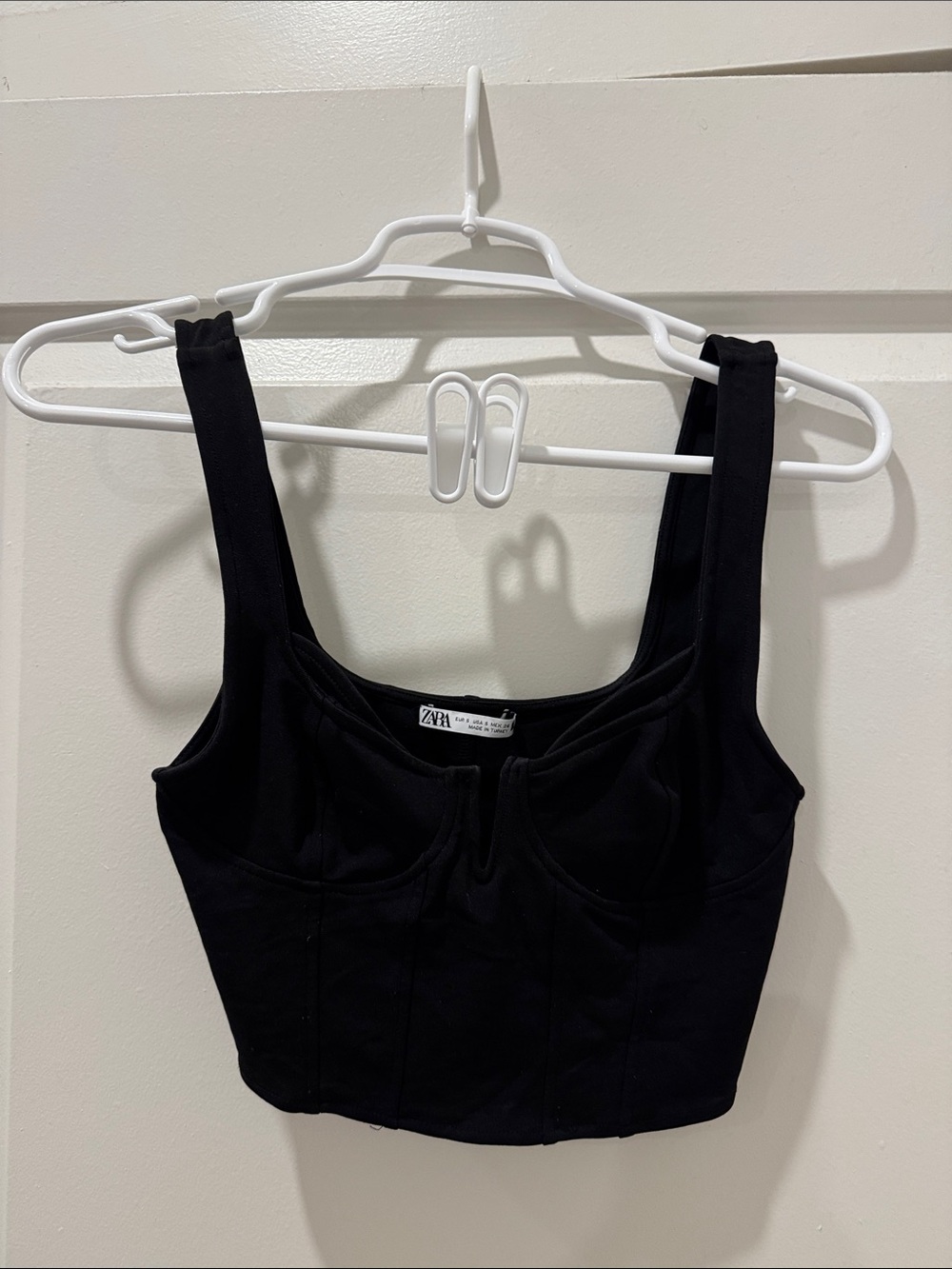 Zara Black Structured Corset Crop Top